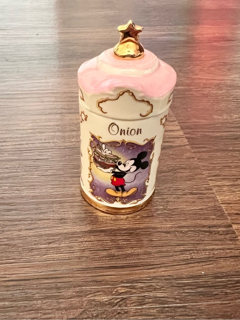Lenox Pink and Gold Disney Onion Canister